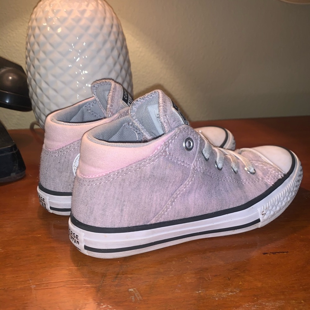 Girls Heathered Pink High Top Converse Size 12